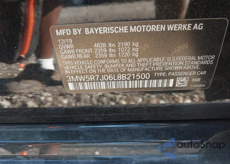 2020 BMW 330I xDrive из США, поврежденный, VIN 3MW5R7J06L8B21500